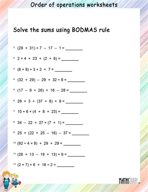 Order of Operations Math Worksheets