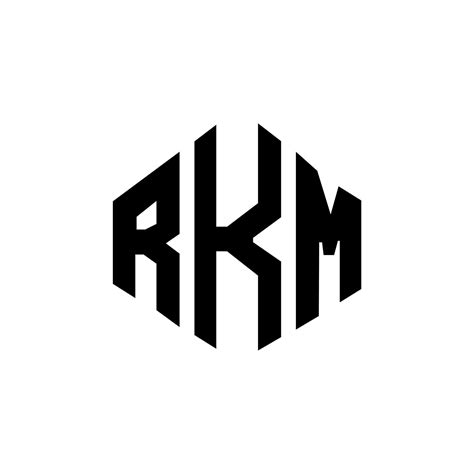 diseño de logotipo de letra rkm con forma de polígono. diseño de logotipo de forma de cubo y ...