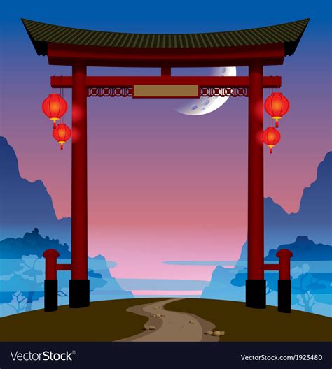 Chinese gate Royalty Free Vector Image - VectorStock