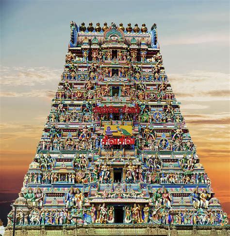 Gopuram sculptures as entrance to Kapaleshwara Photograph by Steve ...