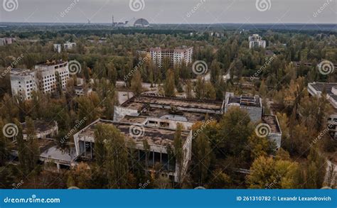 Drone Aerial View of the Buildings at Abandoned Pripyat Ghost Town ...