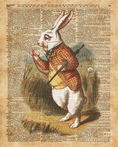 White Rabbit Alice in Wonderland Vintage Art Digital Art by Anna W - Fine Art America