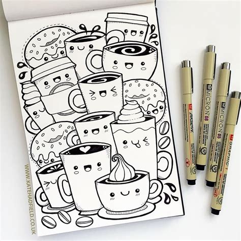 Kawaii coffee sketchbook drawing for IF Draw A Week by Kate Hadfield ...