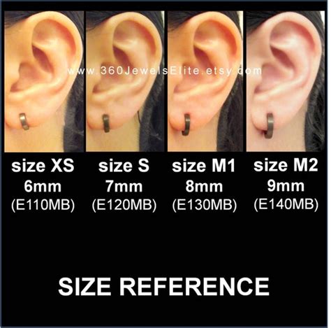 Hoop Earring Size Chart On Ear