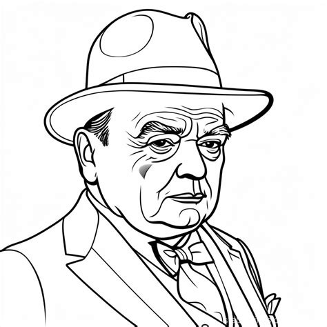 Winston Churchill Cartoon Coloring Sheet | Stable Diffusion Online