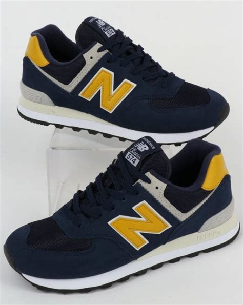 New Balance 574 Trainers Navy/Yellow,blue,running,shoes,suede,mesh