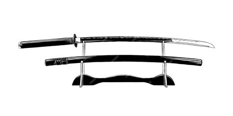 Premium Vector | Hand drawn sketch of japanese katana sword