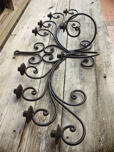 Huge Vintage Mexican Wrought Iron Wall Candelabra Ten Candle Holder ...