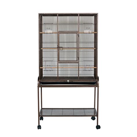 YML Bar Spacing Copper Aviary Bird Cage With Stand, 30" L X 19" W X 61 ...