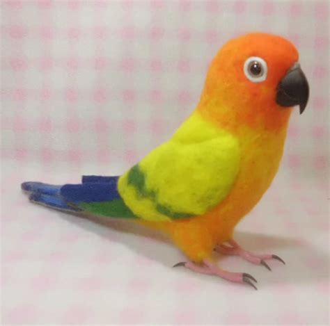 Sun Conure :Wool parakeet/Stuffed Animals | Etsy