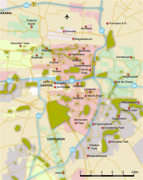 Map of Pretoria suburbs - Pretoria map, South Africa