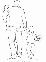 Father With Kids Coloring Page For  Free Father’s Day Printable sketch template