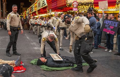 Las Vegas homeless camping ban protest results in 12 arrests | Las Vegas | News | Politics and ...