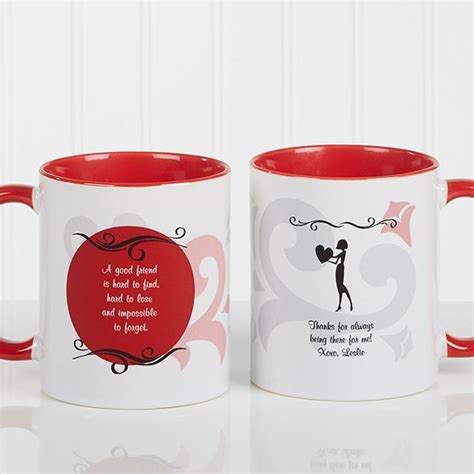 Personalized Friendship Coffee Mugs - What Friends Are For - Red Handle