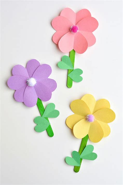 How to Make Construction Paper Flowers (From cut out heart shapes!)