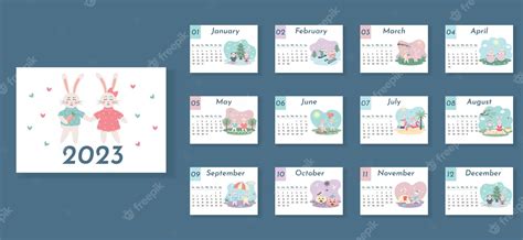 Premium Vector | Printable horizontal monthly design calendar for 2023 ...