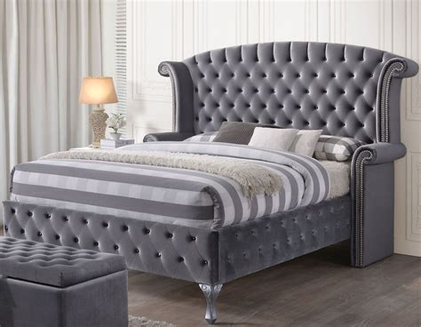 Rebekah Gray King Upholstered Platform Bed - 1StopBedrooms.