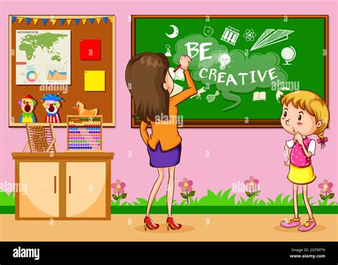 Teacher writing on the board in classroom Stock Vector Image & Art - Alamy