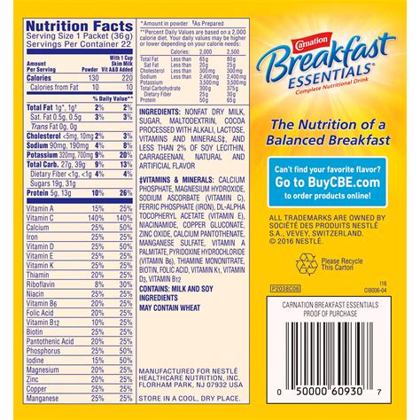 Carnation Breakfast Drink Nutritional Information - Nutrition Ftempo