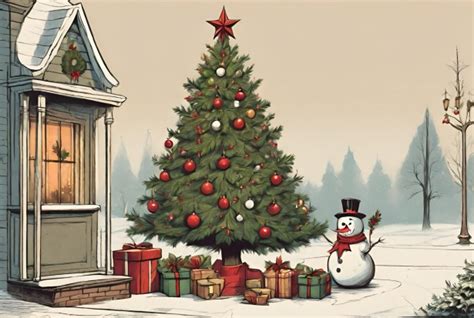 Christmas Tree And Snowman Free Stock Photo - Public Domain Pictures