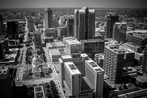 Saint Louis from the Gateway Arch Observatory black and white Photography