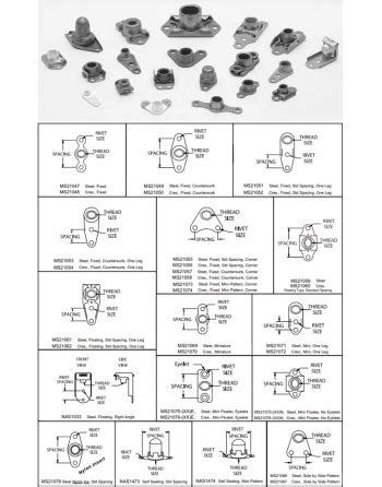 MS21055/MS21056 Series Fixed Low Height Self-Locking Corner Nut Plate SKU: FXNUTPLT-MS21055/MS21056