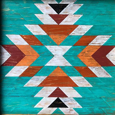 Wood Wall Art with Geometric Patterns. Southwestern/Western Home Decor. Handmade & Colorful ...