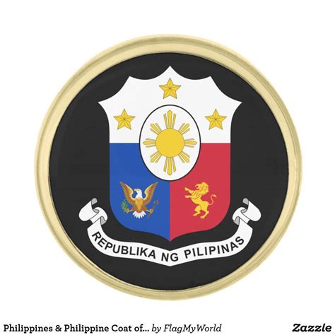 Philippines & Philippine Coat of Arms, Flag Gold Finish Lapel Pin | Zazzle