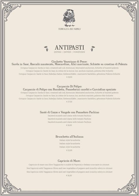 Fine Dining Restaurant Menu Template