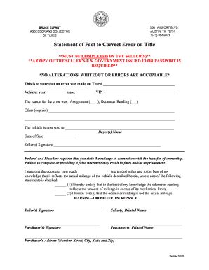 2019-2023 Form TX Statement of Fact to Correct Error on Title - Travis CountyFill Online ...