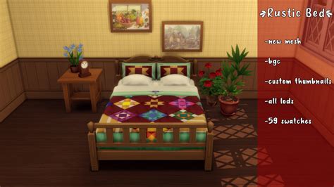 Sims 4 rustic bed new mesh bgc all lods custom - MiCat Game