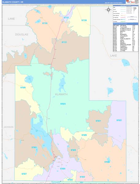 Klamath County, OR Wall Map Color Cast Style by MarketMAPS - MapSales