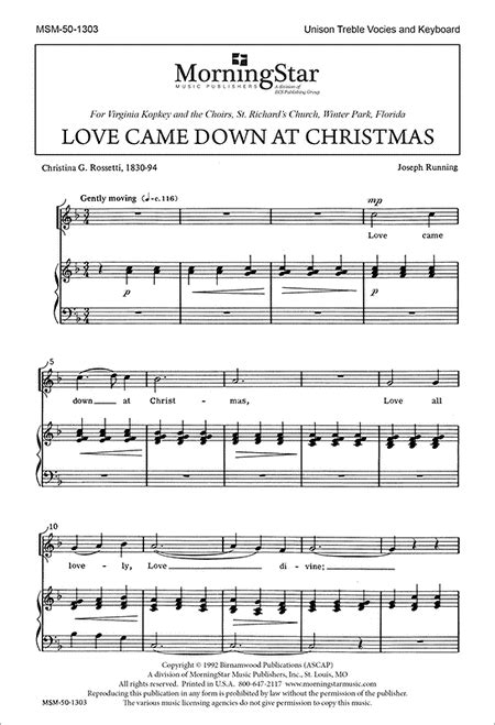 Love Came Down At Christmas Sheet Music By Joseph Running - Sheet Music ...