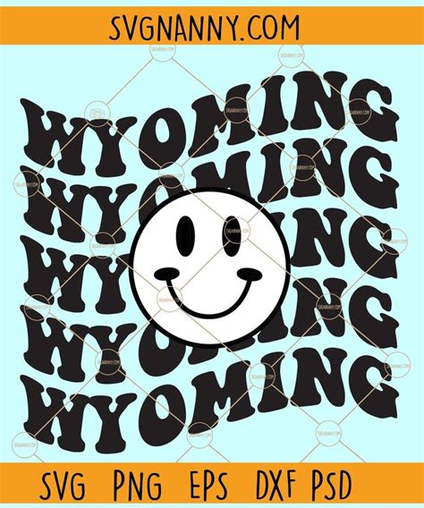 Wyoming retro Smiley svg¸ Wyoming svg, Wyoming state svg, US State svg ...