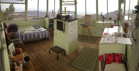 Inside Morton Peak Fire Lookout tower. Located inside the San ...