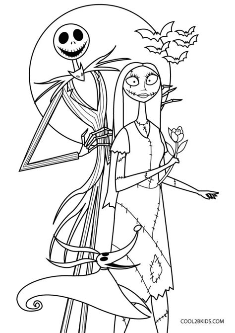 jack and sally from the nightmare before halloween coloring page by ...