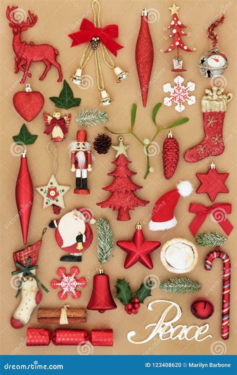 Christmas Peace Sign and Decorations Stock Photo - Image of decoration, christmas: 123408620