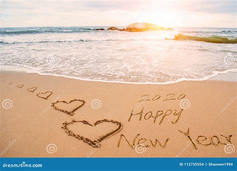 Write Happy New Year 2020 on Beach Stock Photo - Image of holiday ...