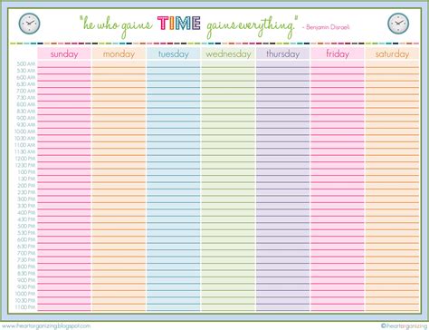 Template Weekly Schedule Printable