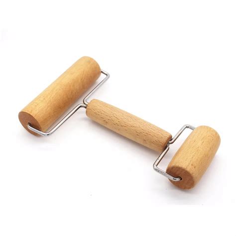 Pizza Baking Tool Wooden Rolling Pin Cake Pizza Rolling Pin Two Heads Rolling Pin Kitchen Baking ...