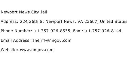 Newport News City Jail Address, Contact Number of Newport News City Jail