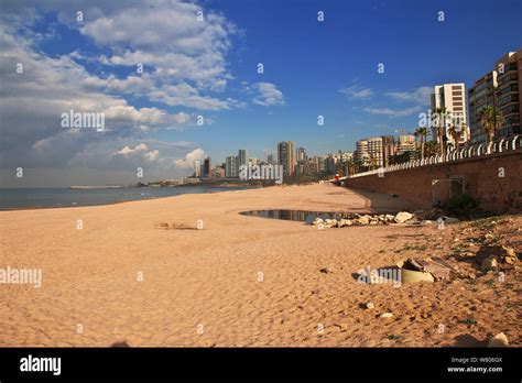 The beach on waterfront of Beirut, Lebanon Stock Photo - Alamy