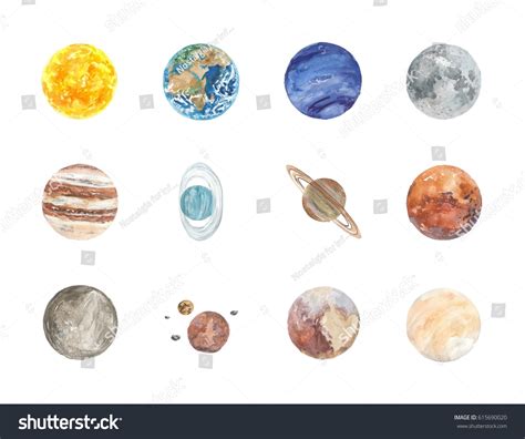 Watercolor Solar System Planets Stock Illustration 615690020 | Shutterstock