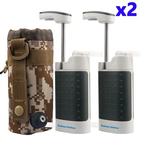 2X Water Purifier Survival Filter Pump Portable Purifier F Hiking ...