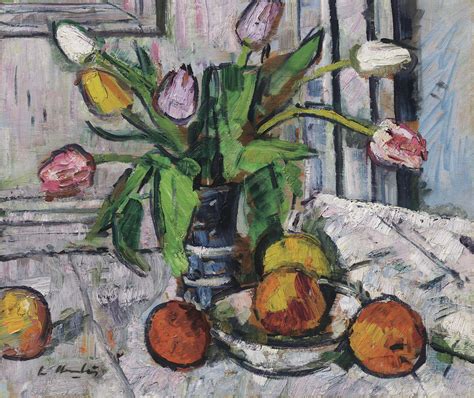 George Leslie Hunter (1877-1931) , Tulips in a blue vase | Christie's