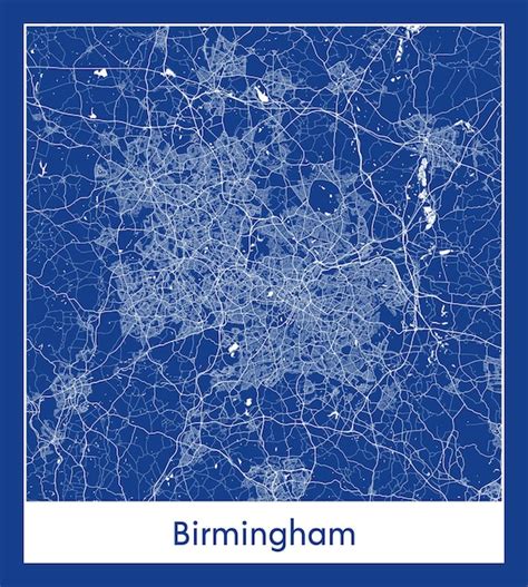 Premium Vector | Birmingham United Kingdom Europe City map blue print vector illustration