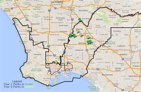 Map of Park Sites | LA Conservation Corps: Tot Parks and Trails Program