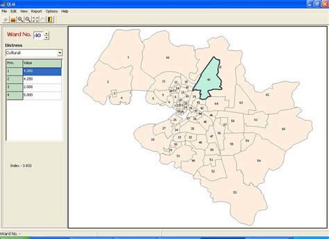 Screen shot of the main window showing the ward map and attribute data ...