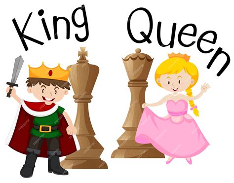 Premium Vector | King and queen with chess game