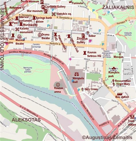 Kaunas Naujamiestis map | Kaunas, Tourist map, Tourist sites